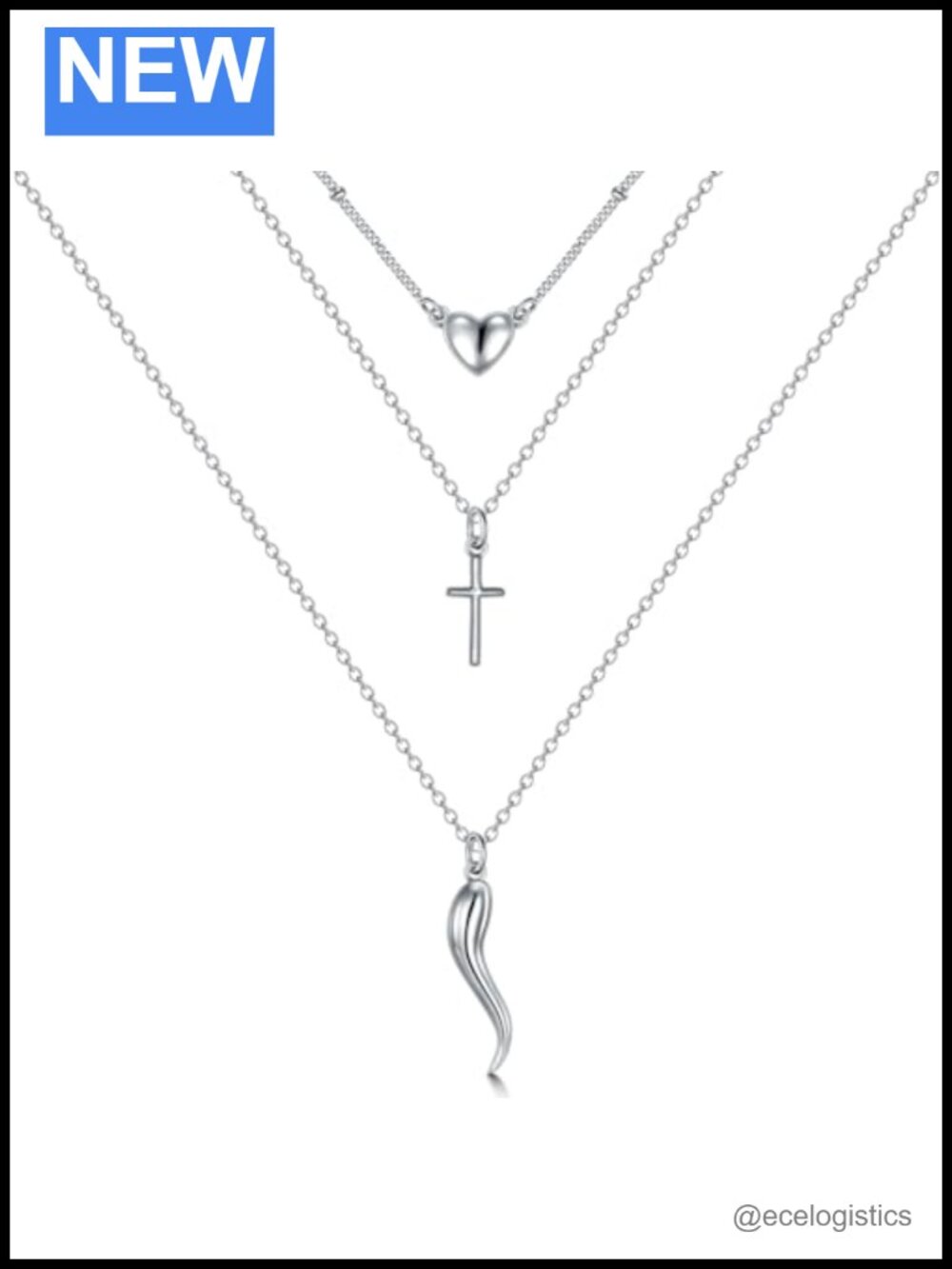 Italian Horn Necklace 925 Sterling Silver Corricello Good Luck Amulet Pendant
